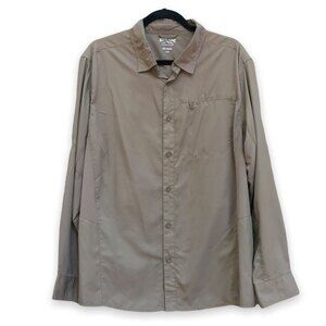 Rustic Ridge Fishing Shirt Brown Long Sleeve Men's Size Large Roll Tab